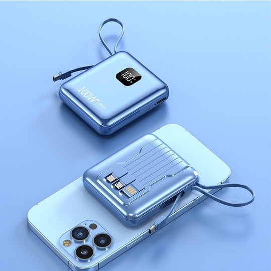 SwiftVolt™ Mini 20K – 20000mAh Portable Power Bank with Built-in Cables, PD 22.5W Fast Charging & Flashlight