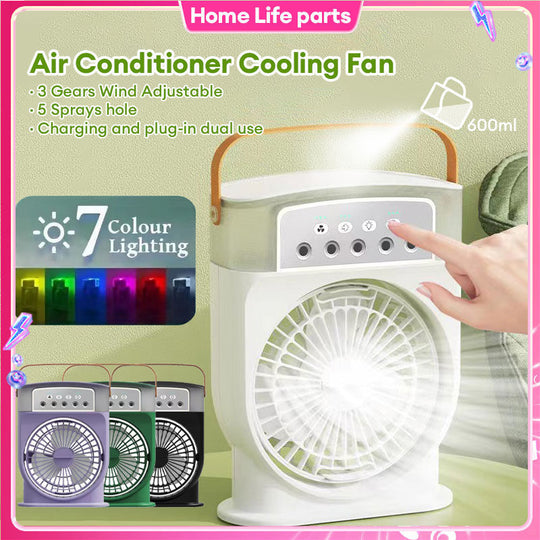 Portable USB Air Conditioner Cooling Fan With 5 Sprays 7 Color Light 600ML Water Tank Spray Mist Air Cooler Humidifiers - AnsonUSpace