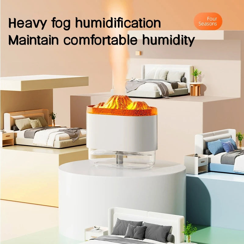 USB Volcano Air Humidifier 300ML Ultrasonic Mist Maker Fogger Household Ultrasonic Water Aroma Diffuser With Colorful Lamp - AnsonUSpace