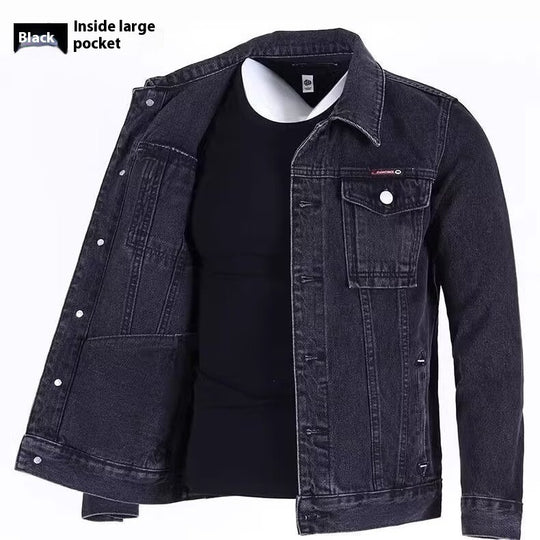 Men's Loose-fitting Workwear Jacket Lapel Denim Jacket - AnsonUSpace