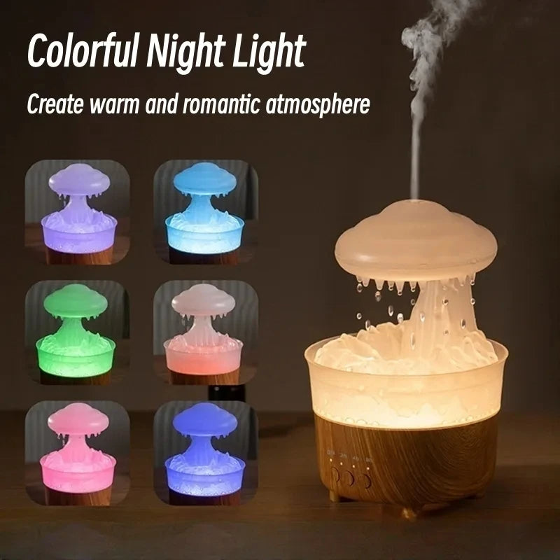 Rain Cloud Night Light Humidifier With Raining Water Drop Sound And 7 Color Led Light Essential Oil Diffuser Aromatherapy - AnsonUSpace