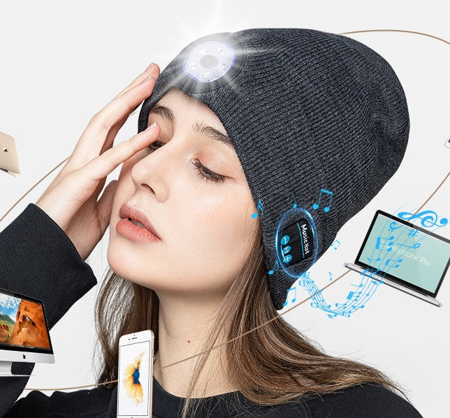 Glow Wireless Music Call Night Run Outdoor Lighting Warm Earphone Hat - AnsonUSpace