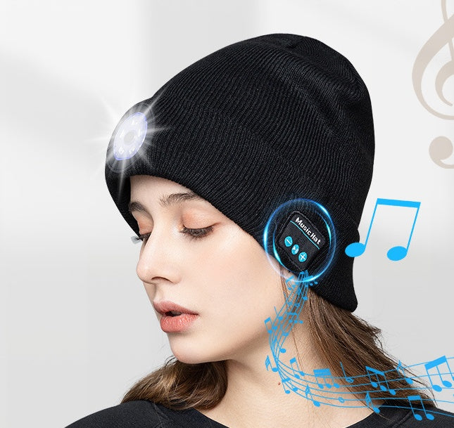 Glow Wireless Music Call Night Run Outdoor Lighting Warm Earphone Hat - AnsonUSpace