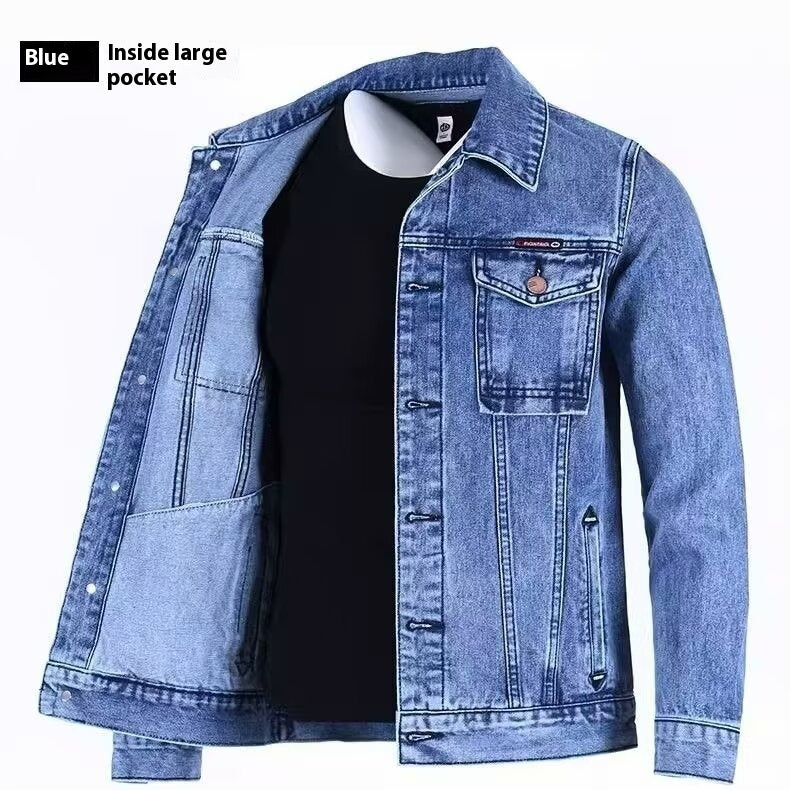 Men's Loose-fitting Workwear Jacket Lapel Denim Jacket - AnsonUSpace