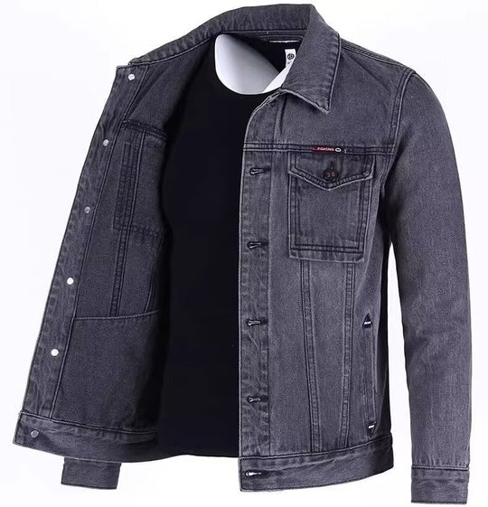 Men's Loose-fitting Workwear Jacket Lapel Denim Jacket - AnsonUSpace