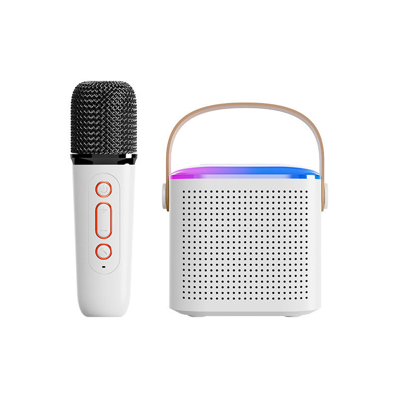 Microphone Karaoke Machine Bluetooth Speaker With 2 Wireless Mic RGB Light Home Family Singing Speaker - AnsonUSpace