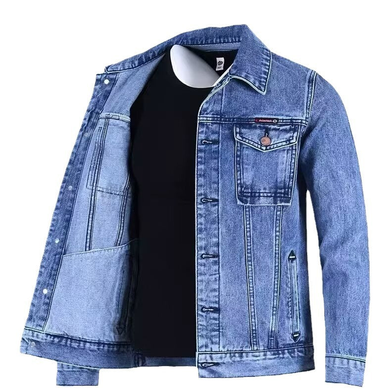 Men's Loose-fitting Workwear Jacket Lapel Denim Jacket - AnsonUSpace