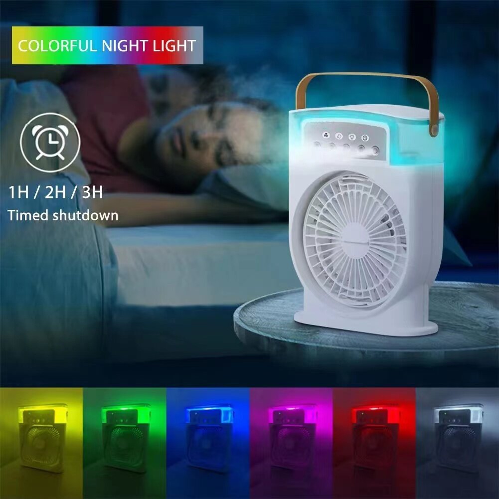 Portable USB Air Conditioner Cooling Fan With 5 Sprays 7 Color Light 600ML Water Tank Spray Mist Air Cooler Humidifiers - AnsonUSpace