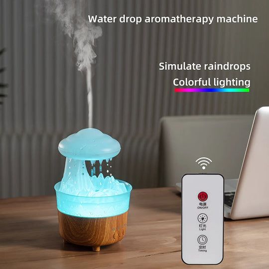 Rain Cloud Night Light Humidifier With Raining Water Drop Sound And 7 Color Led Light Essential Oil Diffuser Aromatherapy - AnsonUSpace