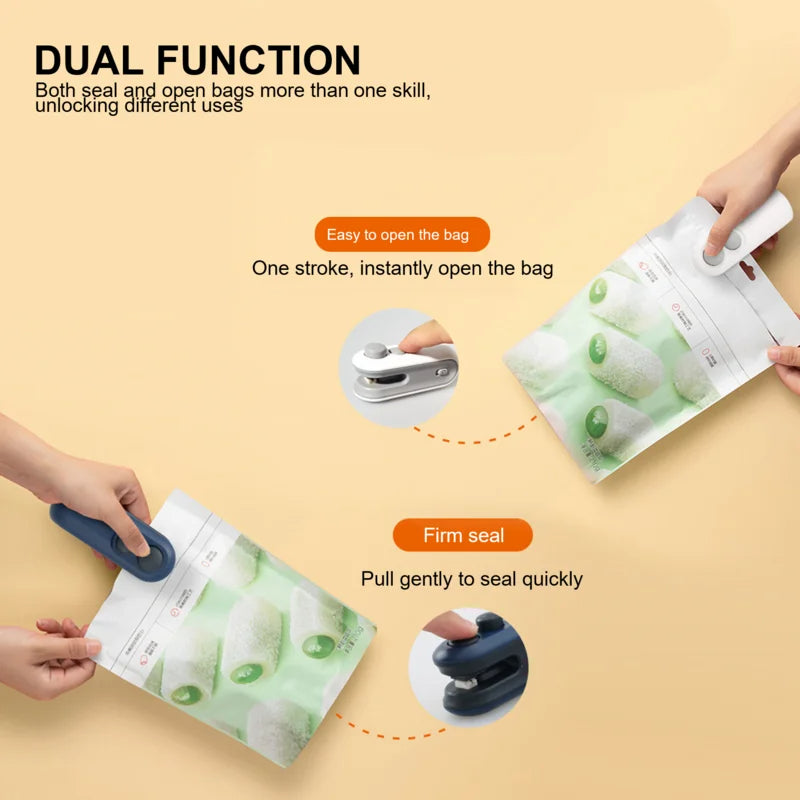 Chip Bag Sea Vacuum Sealing Machine Handheld Heat Vacumn Sealer Portable Heat Sealer USB Rechargeable For Food Storage Clip Bag Kitchen Gadgets - AnsonUSpace