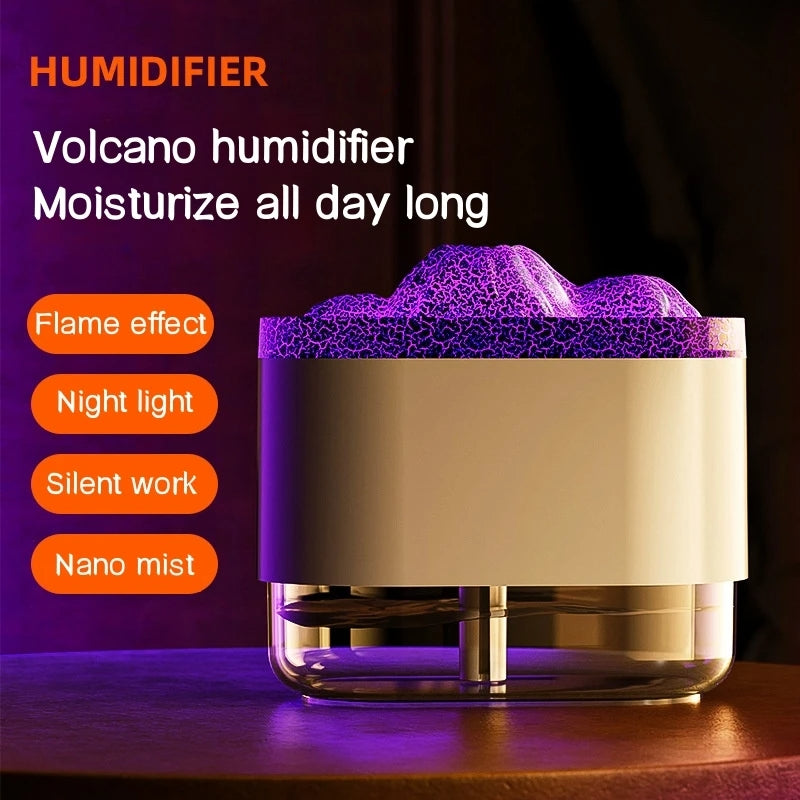 USB Volcano Air Humidifier 300ML Ultrasonic Mist Maker Fogger Household Ultrasonic Water Aroma Diffuser With Colorful Lamp - AnsonUSpace