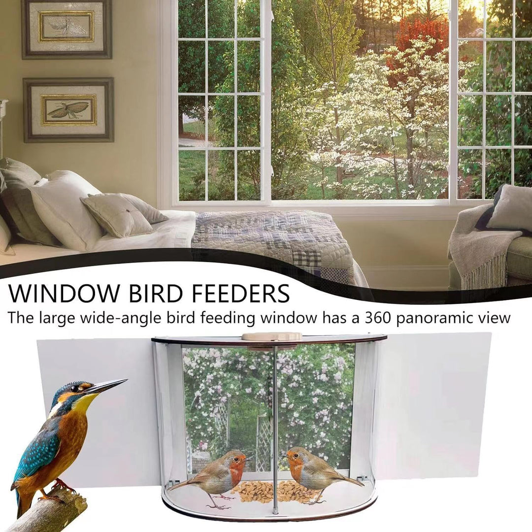 Indoor Window Bird Feeder 180 Degrees Can Watch Wooden Bird Nest