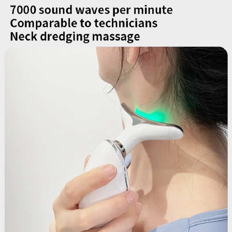 Neck Face Beauty Device Colorful LED Photon Therapy Skin Tighten Reduce Double Chin Anti Wrinkle Remove Lifting Massager - AnsonUSpace