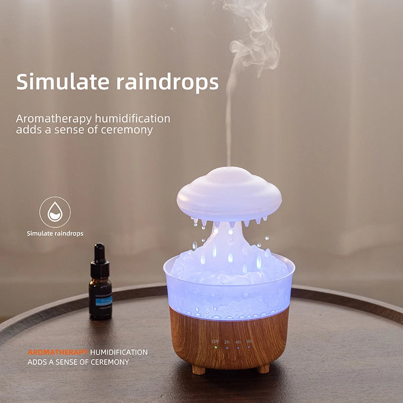 Rain Cloud Night Light Humidifier With Raining Water Drop Sound And 7 Color Led Light Essential Oil Diffuser Aromatherapy - AnsonUSpace