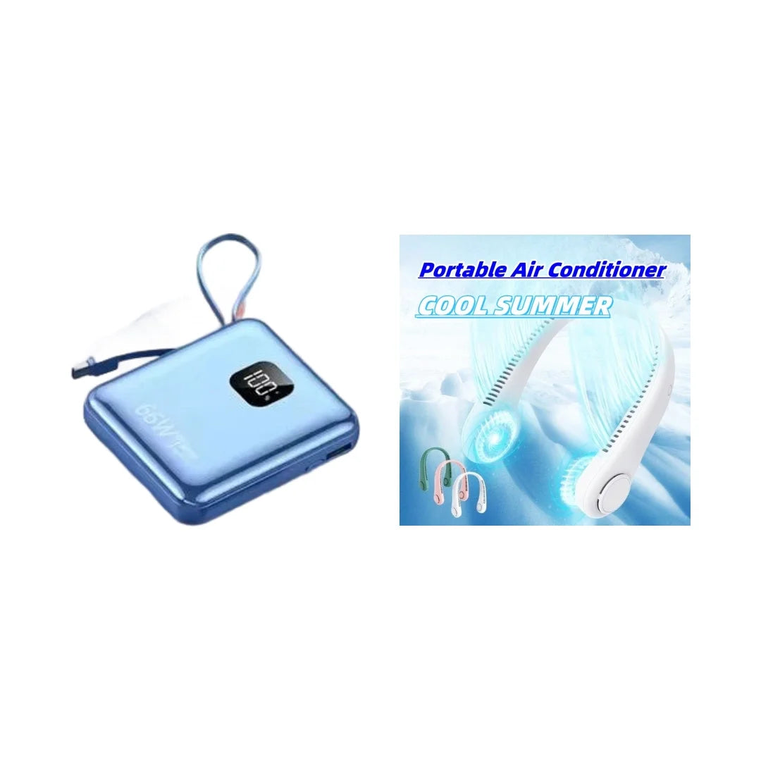 Power Duo: SwiftVolt™ Mini 20K Power Bank & Ventylique™NeckGear