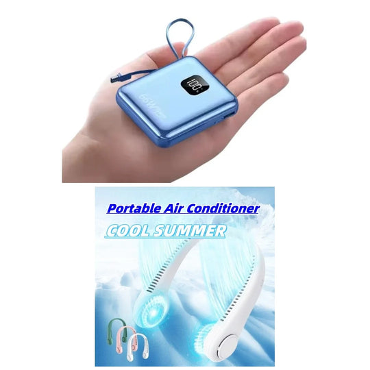 Power Duo: SwiftVolt™ Mini 20K Power Bank & Ventylique™NeckGear