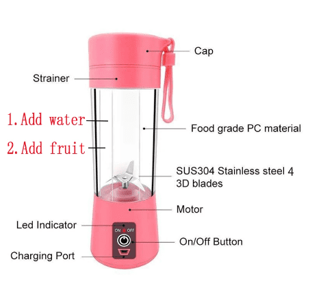 Portable Blender Mini Mixer Electric Juicer Machine Fresh Fruit Juice Blender Smoothie Maker Blender Cup Bottle A Travel Kitchen - AnsonUSpace